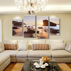 Paintings by artists in the living room interior