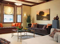 Paintings by artists in the living room interior