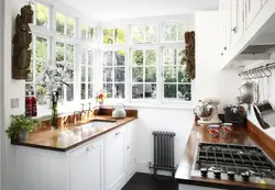 Small kitchen design with two windows