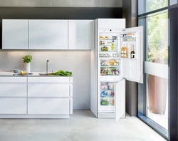 Freezer and refrigerator in the kitchen photo