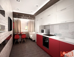 Rectangular kitchen design 12 sq m