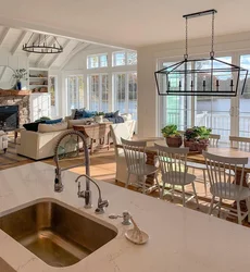 Interior kitchen living room with access to the terrace photo