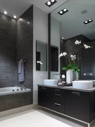 Bathroom design in gray brown tones