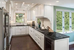 Modern kitchen design in a house with a window