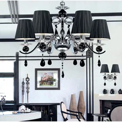 Black lamps in the kitchen interior