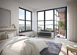 Panoramic windows in the interior of the apartment