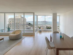 Panoramic windows in the interior of the apartment