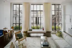 Panoramic windows in the interior of the apartment