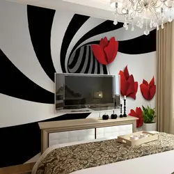 Qonaq otağının içərisində divar kağızı gülləri
