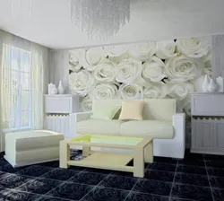 Wallpaper Roses In The Living Room Interior