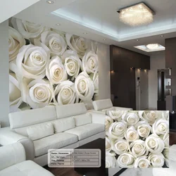 Wallpaper roses in the living room interior