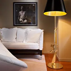 Floor lamp in the bedroom in the interior