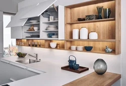 Kitchen Design With Open Shelves And Cabinets