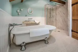 Linoleum on the wall in the bathroom design