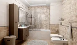 Bathroom Interior Beige Porcelain Tiles