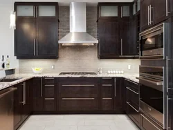 Kitchen Interior With Dark Tiles Photo