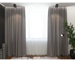 Blackout curtains in the bedroom interior