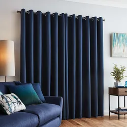 Blackout curtains in the bedroom interior