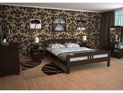 Wallpaper For A Bedroom With Brown Furniture Photo