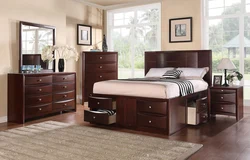 Wallpaper For A Bedroom With Brown Furniture Photo