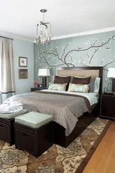 Wallpaper for a bedroom with brown furniture photo