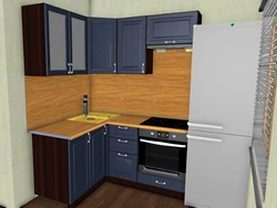 Corner kitchen design with refrigerator photo sink in the corner