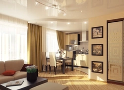 Photo of suspended ceilings living room with kitchen