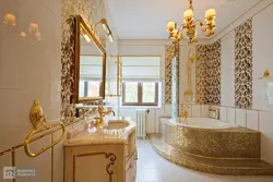 Bathroom design marble and gold