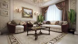 Интерьер гостиной с темной мебелью в классическом стиле фото квартире