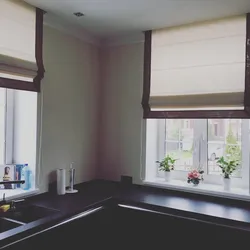 Roman blinds for plastic windows in the kitchen photo