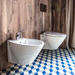 Quartz vinyl on the bathroom wall photo