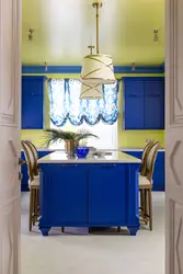 Yellow and blue kitchen design