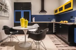 Yellow and blue kitchen design