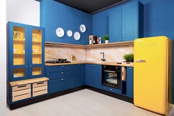 Yellow and blue kitchen design