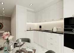 White kitchen interior with white countertop