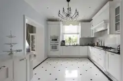 White kitchen interior with white countertop