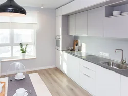 White kitchen interior with white countertop