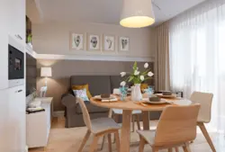 Interior of a small kitchen with a sofa