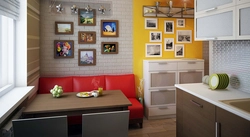 Interior of a small kitchen with a sofa