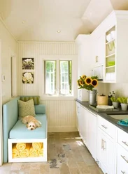 Interior of a small kitchen with a sofa