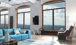 Panoramik oyna bilan yashash xonasi dizayni