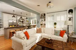 Organize the kitchen with the living room photo