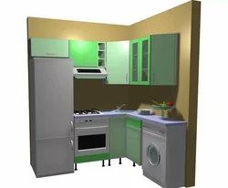 Small kitchens in Khrushchev corner photos with a column and a refrigerator