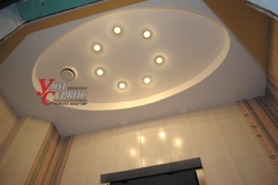 Plasterboard ceiling in the bathroom photo
