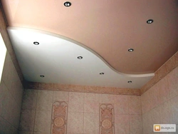 Plasterboard ceiling in the bathroom photo