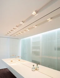 Lamps on the ceiling in the bathroom photo