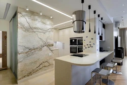 Textured plaster for walls in the kitchen photo