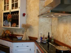 Textured plaster for walls in the kitchen photo