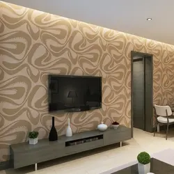 Wallpaper In The Living Room Photo In The Apartment Combined Photo Design