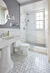 White porcelain tiles in the bathroom photo